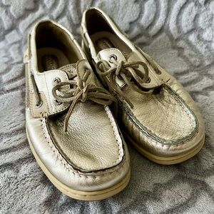 Sperry Metallic Gold Leather Boat Shoes Size 7.5M